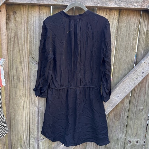 Babaton Aritzia 100% Silk Black Tie Waist Button Front Casual Mini Dress - Picture 7 of 7